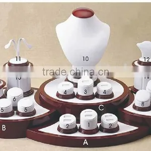 Custom Design Shop Decora Ring Earring Necklace Painted Wooden Jewelry Display Set thumbnail-2