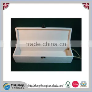 Single Wine Bottle Unfinished Plain Natural Hinged Wood Box With Swing Arm Latch thumbnail-3