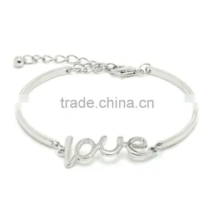 Gold Love Letter Bangle Custom Logo Phrase Message Bangle thumbnail-2