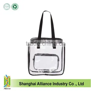 Clear Oversized Tote PVC Vinyl Plastic Large Shopper Shoulder Bag Transparent With Front Clear Zipper Pocket thumbnail-3