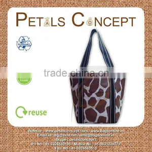 Giraffe Texture Print Canvas Bag for Shopping - Exclusive Animal Print Bag thumbnail-1