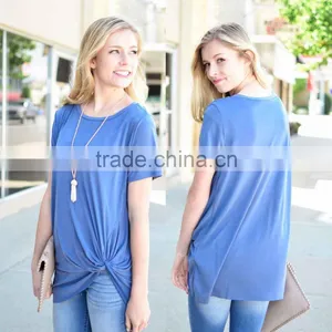 Lady Shirt 2017 Short Sleeve Round Neck Knot Top Trend t Shirt thumbnail-1