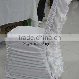 Ruffle Spandex Chair Cover With Satin Flower thumbnail-3