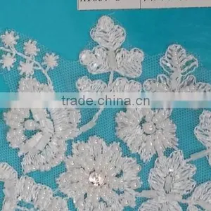 New Arrival Embroidered Lace Beaded Applique With Good Price thumbnail-4
