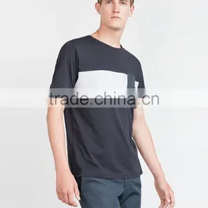 China Cheap Factory Black Cotton Men t Shirt Wholesale With Pocket thumbnail-3