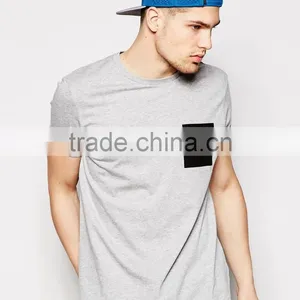 Contrast Pocket T-Shirt Blank Pocket t Shirt Wholesale thumbnail-1