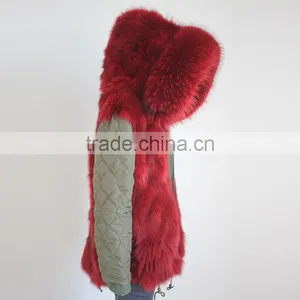 Myfur Newest Factory Price Cotton Army Green Fur Parka Jacket With Real Fox Fur Lining thumbnail-6