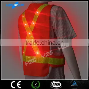 High Reflective Orange Mesh Flashing Led Safety Vest thumbnail-2