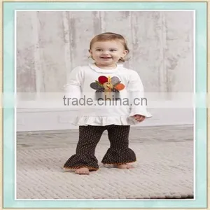 Girls Thanksgiving Boutique Outfits Turkey Embroidery Designs Baby Dress Indian Clothes thumbnail-1