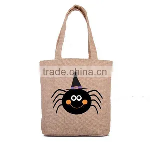 FACTORY Wholesale Stock Halloween Jute Tote Bag thumbnail-3
