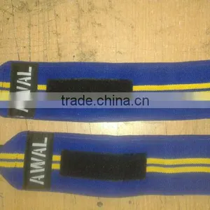 Weight Lifting Wrist Wrap Black With White Blue Stripes thumbnail-6