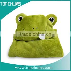 Wholesale Customized Animal Shape Solid Color Children Baby Hood Fleece Blanket Poncho thumbnail-1