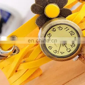 Colorful Retro Vintage Multilayer Faux Leather Strap Women Bracelet Quartz Wrist Watch Ladies Relogio Feminino Clock thumbnail-3
