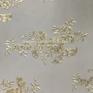 High Fashionable Design Dress Textile Embroidery Lace Fabric With Crystal thumbnail-2