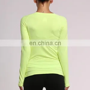 OEM Custom Long-sleeve Fitness Compression Women Running Shirts thumbnail-2