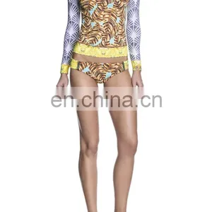 Manufacturer Supply Pattern Printed Women Surfing Suits Hot Sexy Open Girls Custom Made Rash Guard Top Sales Workout Lady Dress thumbnail-1