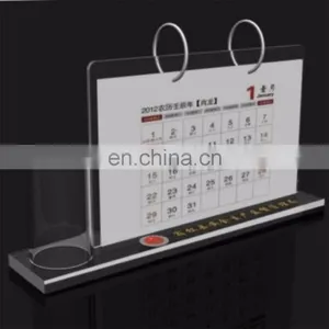 Use-friendly and Plane Type Acrylic Desk Calendar With Pen Holder thumbnail-1