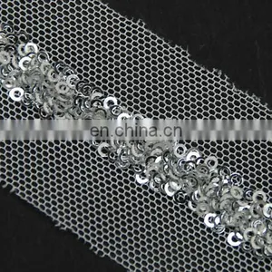 Beautiful Italy Design Sliver Sequin Mesh Lace Trim for Clothes thumbnail-3