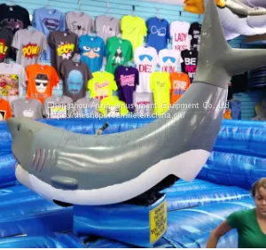 Kids and Adults Outdoor Mechanical Rodeo Shark Rides Games With Inflatable Mattress for Sale thumbnail-3