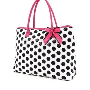 Full Printed Polka Dot Tote Bag With Bow From China Factory thumbnail-1