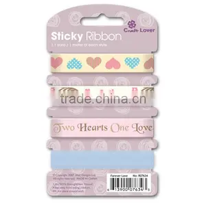 Polyester Organza Self Adhesive For Scrapbook DIY Craft Gift Printed Wedding Sticky Ribbon Set thumbnail-5