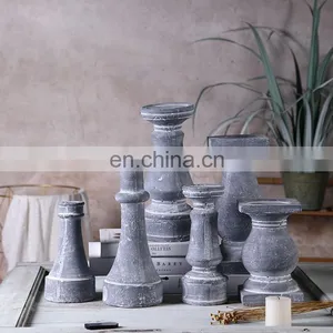 China Wholesale Vintage Custom Cement Candlestick Cheap Home Decor Church Pillar Tall Candle Holder in Bulk thumbnail-5