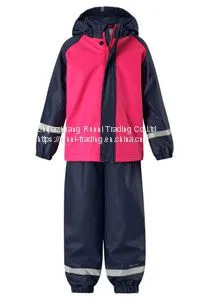 Toddler’s PU Rain Jacket PU Rain Jacket Manufacturer Toddler Rain Suit One Piece Welded Rainwear thumbnail-1