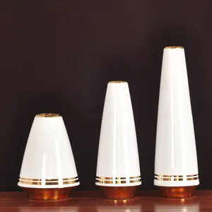 Light Luxury Chimney Creative Gild White Green Ceramic Plant Vase For Dry Flower Decor thumbnail-2