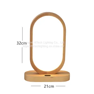 Modern Smart Sensing LED Table Lamp Wood Charging Battery USB Wood LED Desk Lamp for Study Bedroom Bedside Reading Night Lamp thumbnail-3