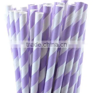 Biodegradable Lavender Striped Paper Straws/Barber Striped Paper Straws thumbnail-1