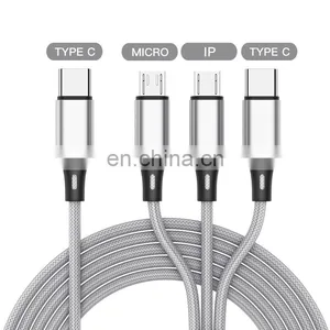 Wholesale 3 in 1 Usb Charger Cable Multiple Micro Usb Cable Type-c USB Charging Data Cable thumbnail-4