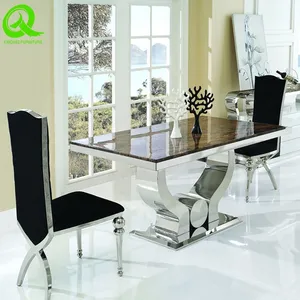 Banquet Furniture Silver Stainless Steel Dining Table for Restaurant thumbnail-1