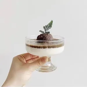 Glassware 120ml 4.1oz Yogurt Sundae Milkshake Dessert Ice Cream Cups Glass With Foot thumbnail-1
