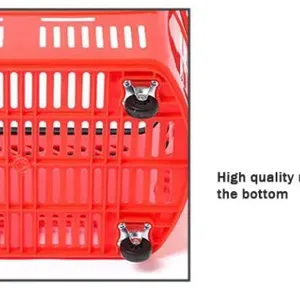 Plastic Supermarket Shopping Basket With Telescopic Handle With Wheels Plastic Crate thumbnail-2