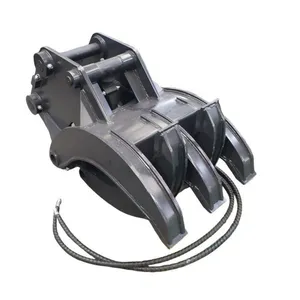 12T Excavator Hydraulic Grab 3+2 Interlocking Tines Blunt Square Tips Fixed Head Internal Cylinder Slate Grey thumbnail-4