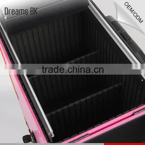 Wholesale Fushia Trolley Hairdressing Artist Case on 360 Degree Rolling Wheels With Drawers for Makeup thumbnail-5