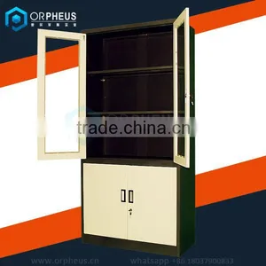 High Quality Swivel Mirror Steel Master File Cabinets Glass Swing Door Pantry Filing Cabinet thumbnail-1