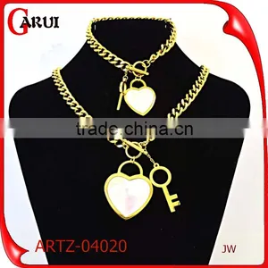 Fashion Jewelry Chain Necklace Key & Heart Pendant Bridal Jewelry Set Supplier's Choice thumbnail-2