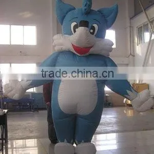 Blue Cat Inflatable Movable Mascot Walking Cartoon thumbnail-1