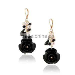 2016 Latest Design Wholesale Price Women Elegant Enamel Flower Drop Earring thumbnail-2