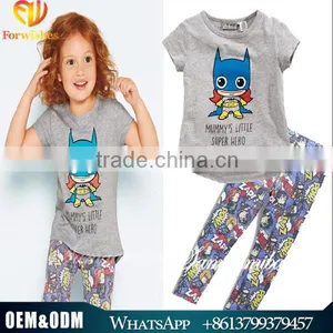 2016 INS New Arrival Summer Baby Children Clothes Girl Cloth Outfits Gray Cotton Clothing Sets thumbnail-1