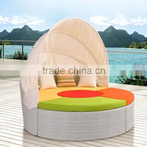 Muebles De Jardin Daybed Garden Rattan Lounge Bed Garden Polyrattan Round Daybed thumbnail-4