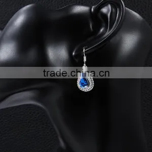 New Fashion Indian Designer Round Shape Diamond Drop Earrings With Blue Stone thumbnail-6