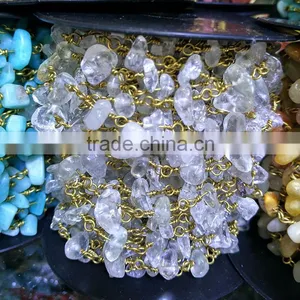 BCL1123 Fashion Amazonite Stone Chips Beaded Wire Wrapped Rosary Chains thumbnail-5