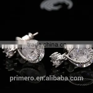 18K White Gold Filled Hot Cubic Zircon Women Earrings Dangler Bali Jewelry thumbnail-4