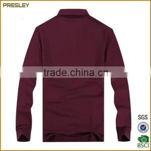 Fashion Long Sleeve Slim Polo T-shirt in 220gsm Jersey Cotton Polo t Shirts thumbnail-3
