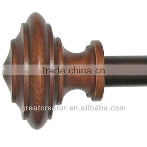 Home Decor Cherry Wood Resin Finials Curtain Rods thumbnail-1