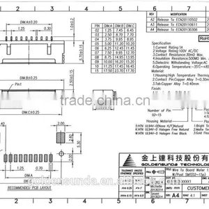 1.25mm Pitch 20, 25, 30 Pin Available SMT Wire to Board 30 Pin Connector thumbnail-4