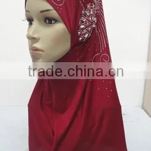 H252 Latest Muslim Hijab With Rhinestone and Crystals thumbnail-2