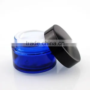 1.5 oz Painting Blue Cosmetic Jar With Black Cap thumbnail-3